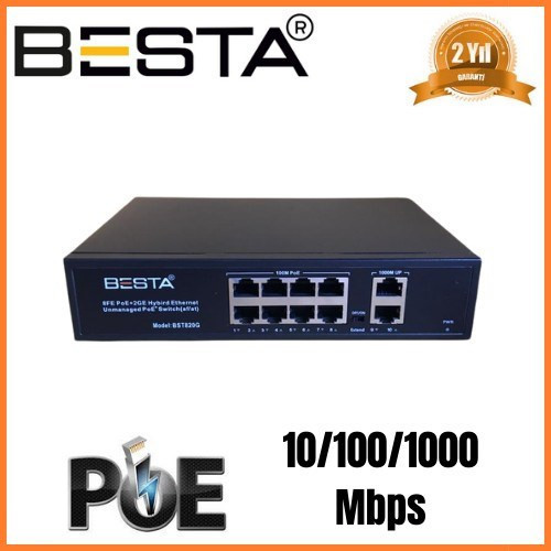 Büro Ev Ofis Cihazları için 8PORT 10/100/1000Mbps Gb Poe Switch
