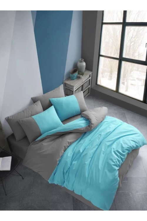 Kingsize Poplin Nevresim Diamond Turkuaz