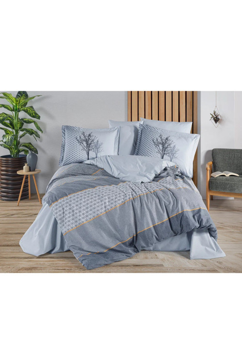 Çift Kişilik Poplin Nevresim Tanya İndigo