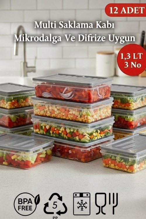 1,3 Lt Multi Saklama Kabı Difrize Uygun 12 Adet No:3
