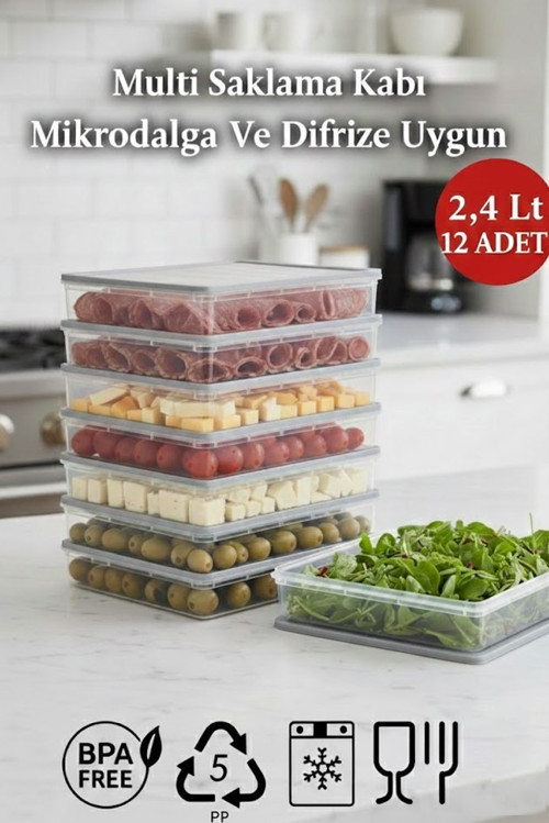 2,4 LT Multi Saklama Kabı Difrize Uygun 12 Adet No:4