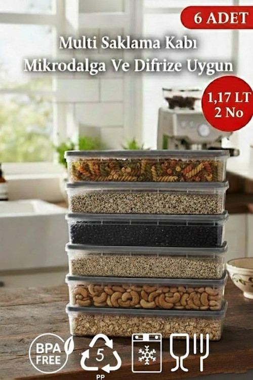 1,17 Lt Multi Saklama Kabı Difrize Uygun 6 Adet No:2