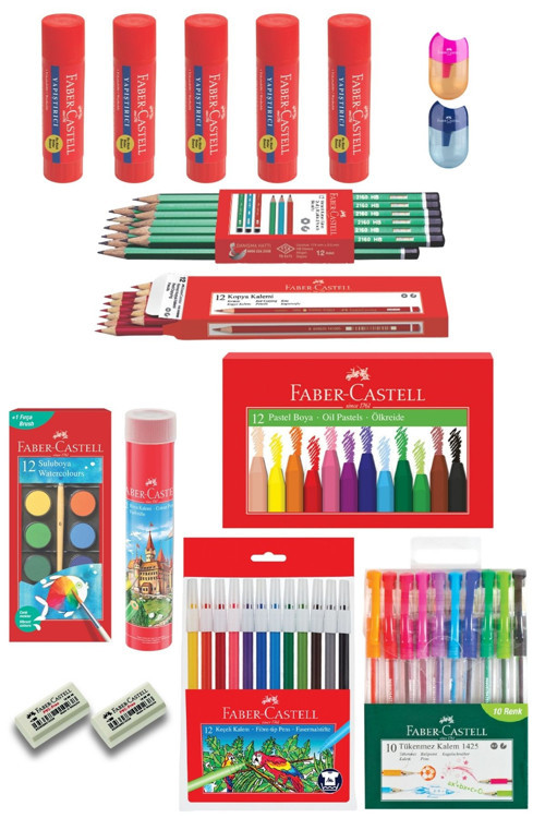 16 Parça Okul Öğrenci Seti,Boyama Seti,Yazı Seti,Stick Yapıştırıcı,Silgi,Kalemtıraş Donanımlı Set