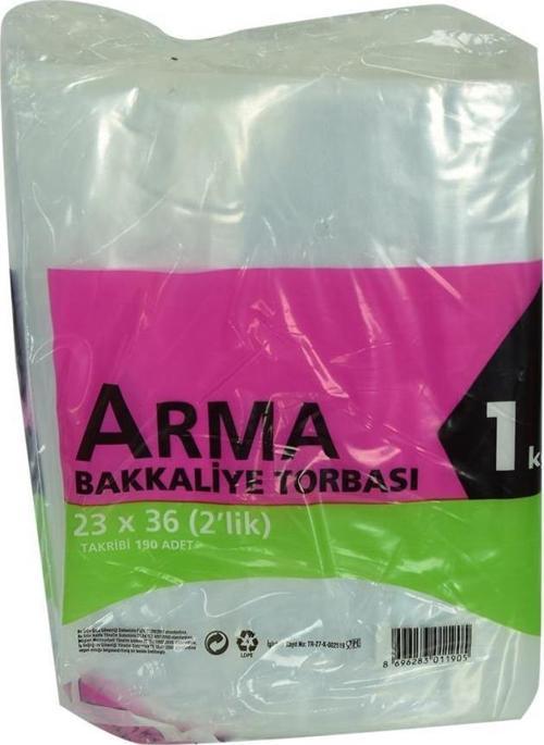 Naylon Torba Arma Şeffaf Bakkaliye Kuruyemiş Şeker Torbası 23x36 (2 lik ) Takribi 190 Adet 1000  gr