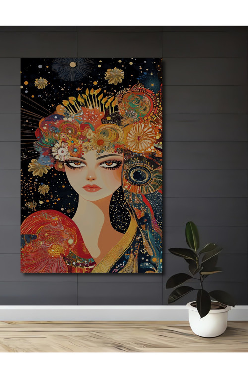 Büyüleyici Kadın Portresi Dijital Baskı Modern Sanat Ahşap Ev Antre Salon Ofis Mutfak Tablo