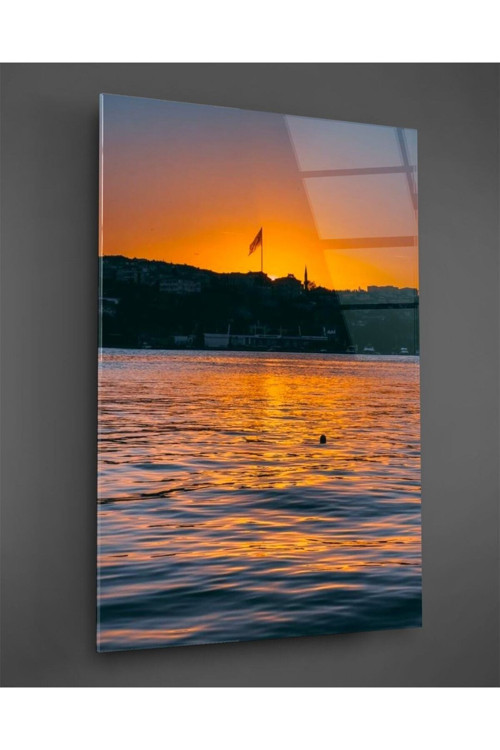 Istanbul Gün Batımı Dikey Cam Tablo