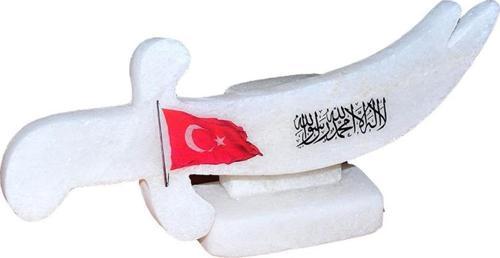 Tevhid Türk Bayrağı Logolu Kılıç Şekilli Kaya Tuzu Biblosu 2-3KG