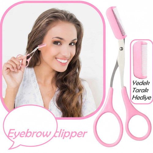 Eyebrow Clipper Kadın Kaş Kesme Makası Pratik Kaş Düzeltici Makası Kaş Düzeltici Makas Yedek Taraklı