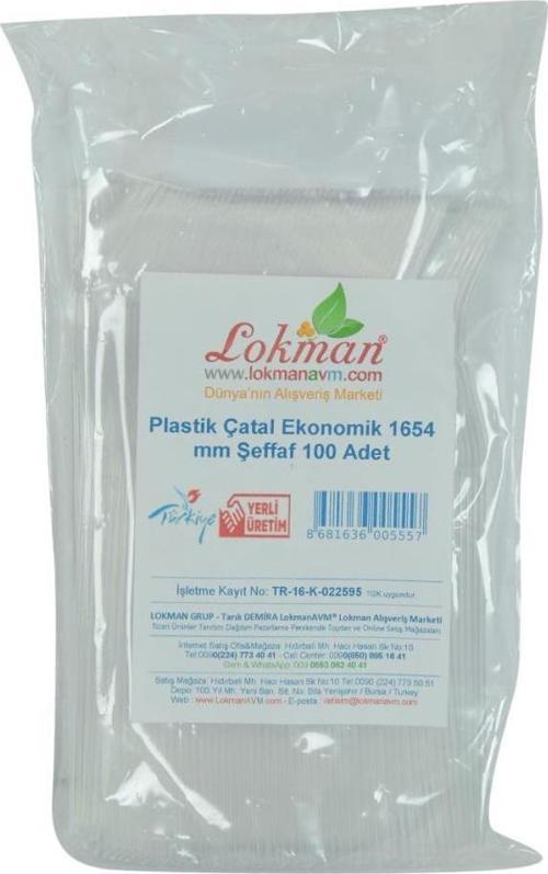 LokmanAVM Plastik Çatal Ekonomik 1654 mm Şeffaf 100 Adet 1 Paket