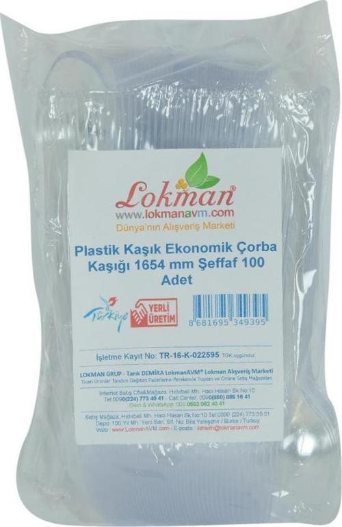 LokmanAVM Plastik Kaşık Ekonomik Çorba Kaşığı 1654 mm Şeffaf 100 Adet 1 Paket