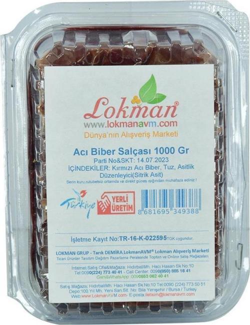 LokmanAVM Acı Biber Salçası 1000  gr Paketli Kutulu