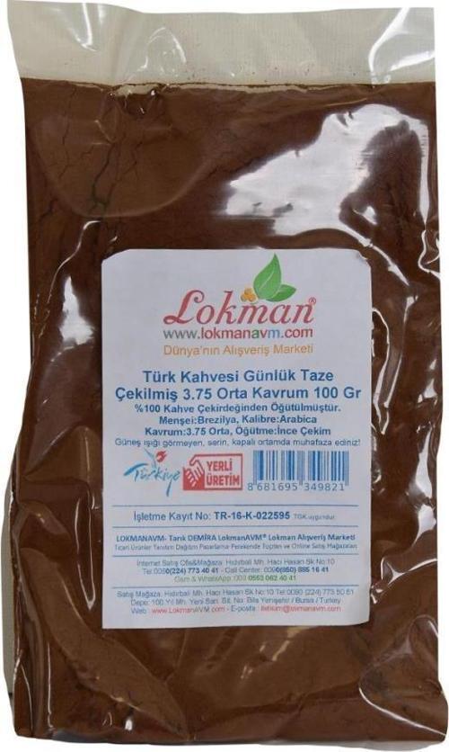 Türk Kahvesi Günlük Taze Çekilmiş 3.75 Orta Kavrum 100 gr Paket