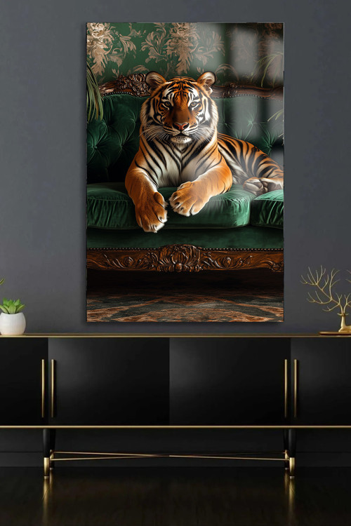 Kaplan Halı Harika Tasarım Cam Tablo Ev Hediyesi İş Yeri Hediyesi Kırılmaz Lüks Modern Cam Tablo