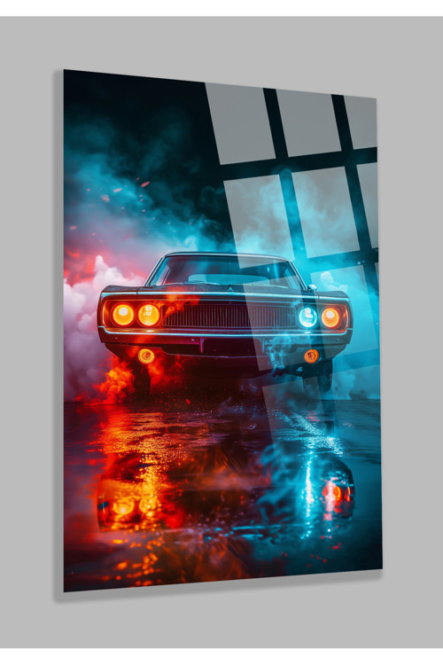 Ultra Yüksek Çözünürlüklü Muhteşem Tasarımlı Retro Mustang Görseli Ev Ofis Hediyesi