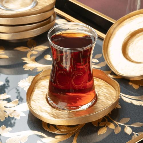 Kronos Gold Renkli - 6 Kişilik 12 Parça Çay Takımı (AKC-KRONOS-02)