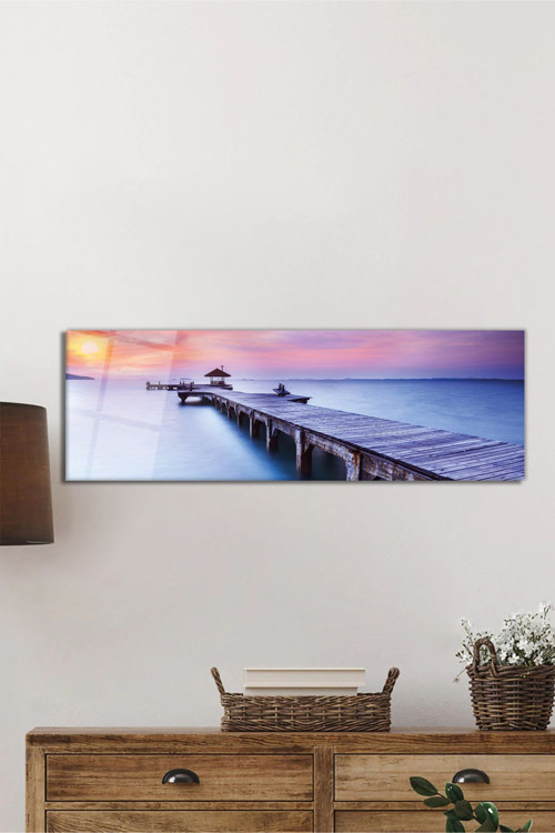 Gün Batımı İskele Manzara Panorama Cam Tablo Darbelere Dayanıklı Kırılmaz Temperli