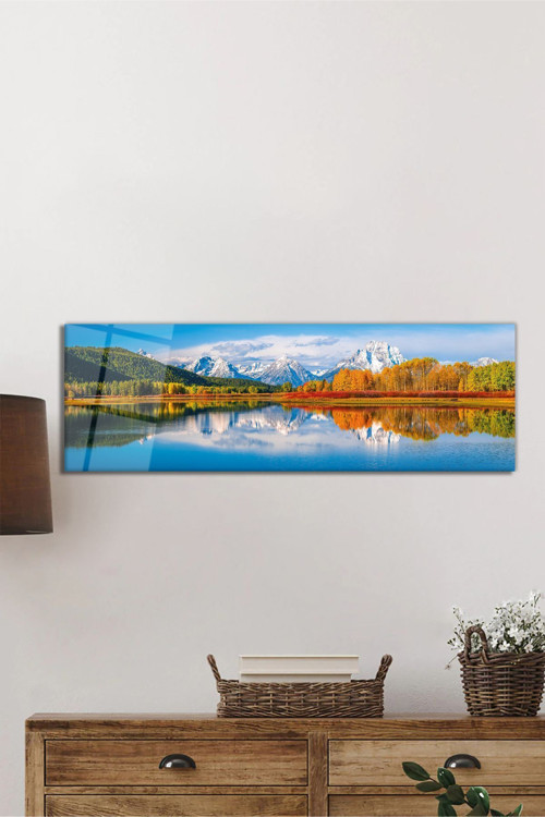 Sonbahar Doğa Manzarası Panoramik Cam Tablo Temperli Ve Rodajlı Dayanıklı Cam