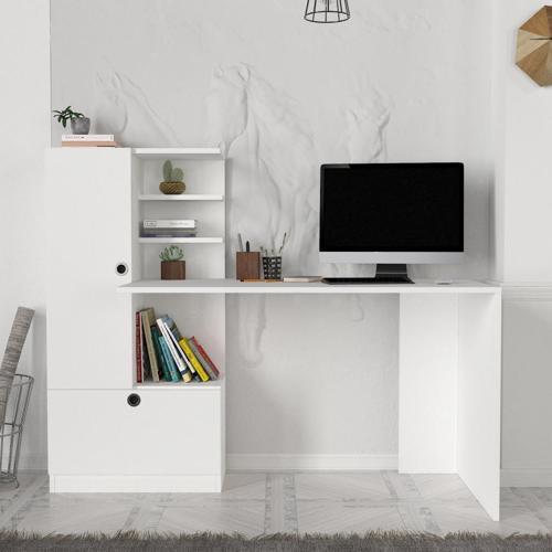 Domingos Kitaplıklı Çalışma Masası Beyaz