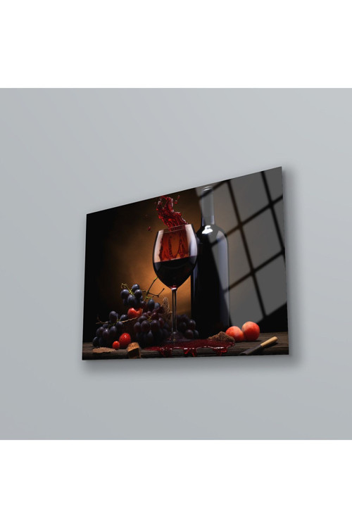 Şarap Ve Kadeh Duvar Dekoru Modern Cam Tablo Mutfak Duvar Dekoru Salon Duvar Dekoru