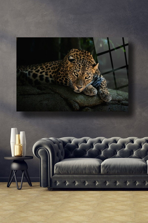 Leopar Cam Tablo | Hediyelik Dekoratif Ofis Mutfak