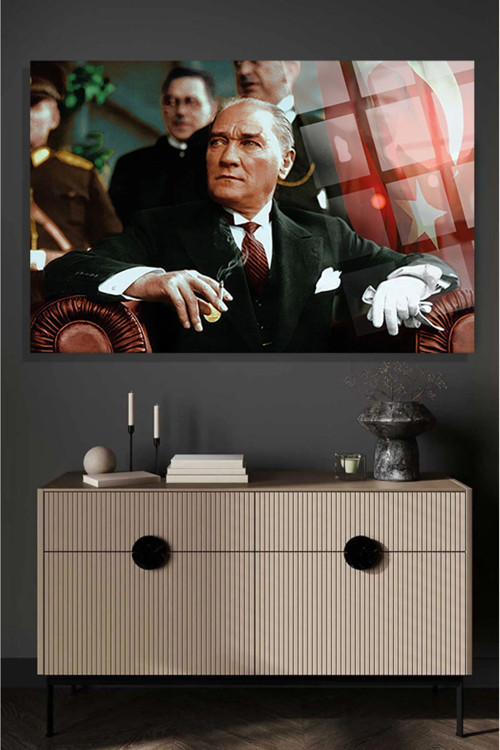 Atatürk Lüks 4Mm Kırılmaz Temperli Yüksek Çözünürlüklü Cam Tablo