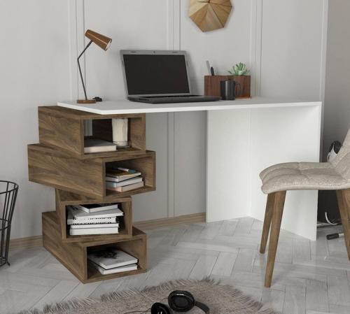 Jenga Çalışma Masası Beyaz-Ceviz