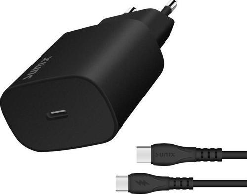25W USB-C Girişli Süper Hızlı Şarj Aleti Type-C / Type-C Set Siyah S-40