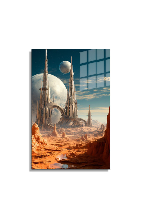 Space/Uzay Yapay Zeka Özel Tasarım Cam Tablo Ofis Mutfak Çocuk Odası Salon 19