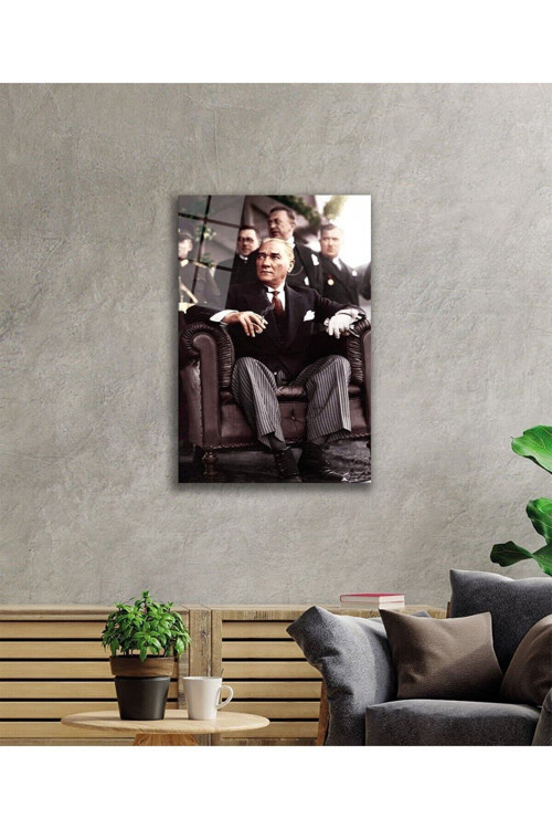 Mustafa Kemal Atatürk Portresi Cam Tablo Darbelere Dayanıklı Kırılmaz Temperli