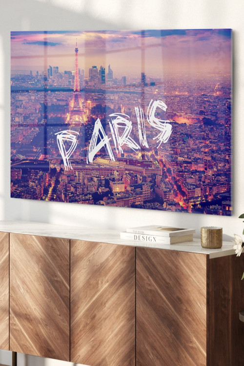 Eyfel Kulesi Paris| Şehir Temalı Cam Tablo | Hediyelik Dekoratif Ofis Mutfak