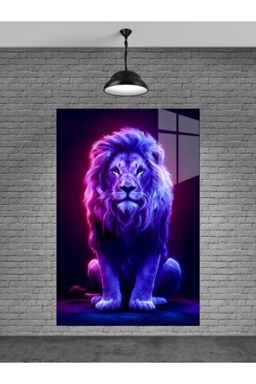 Neon Aslan Cam Tablo Ev Dekorasyon Balkon Dekorasyonu Dekoratif Duvar Tablo Mutfak Tablo