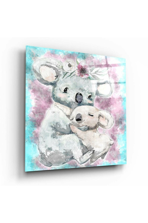 Anne Ve Yavru Koala Cam Tablo