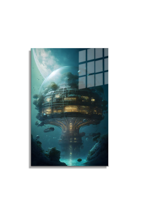 Space/Uzay Yapay Zeka Özel Tasarım Cam Tablo Ofis Mutfak Çocuk Odası Salon 08