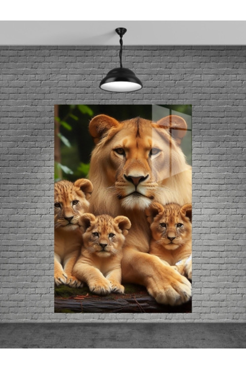 Aslan Cam Tablo Ev Dekorasyon Balkon Dekorasyonu Dekoratif Duvar Tablo Mutfak Tablo
