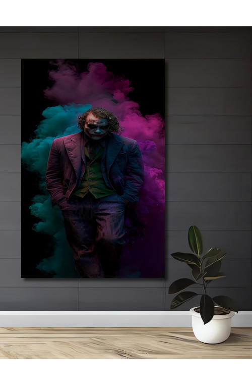 Joker Yağlı Boya Görünümlü Modern Sanat Ahşap Dekoratif Ev Antre Salon Ofis Mutfak Yatak Odası Tablo