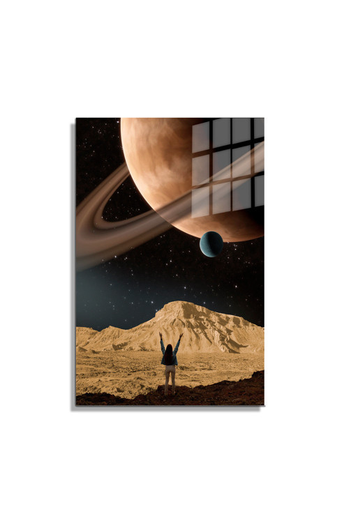Space/Uzay Yapay Zeka Özel Tasarım Cam Tablo Ofis Mutfak Çocuk Odası Salon 140