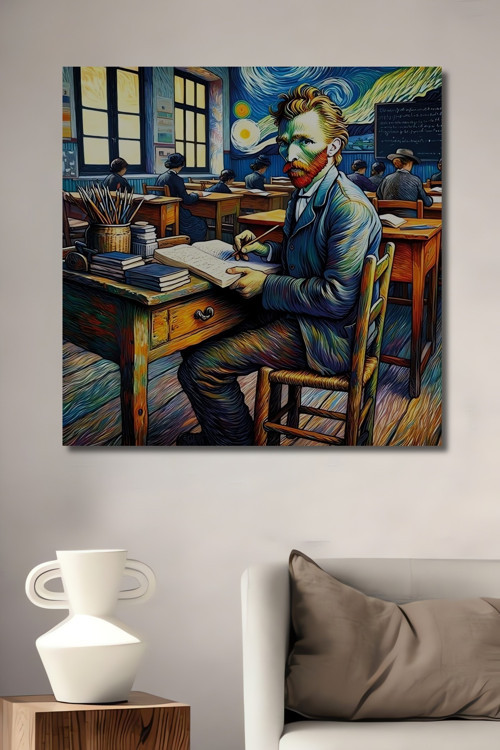 Vincent Van Gogh Sınıfta Yağlı Boya Görünümlü Sanat Ev Antre Salon Ofis Mutfak Yatak Odası Tablosu