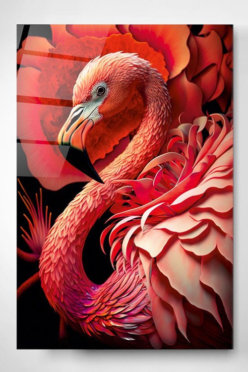 Flamingo Cam Tablo Dekoratif Cam Tablo