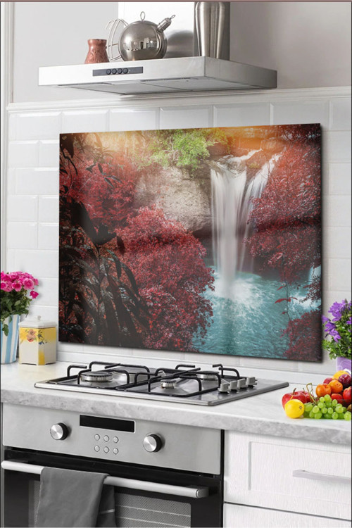 Cam Ocak Arkası Koruyucu Tezgah Ankastre Arkası Koruyucu 60X52 Cm | Şelale