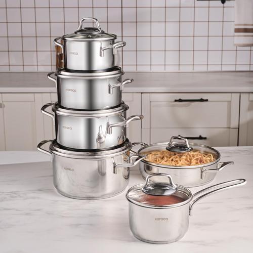 Olympia İndüksiyon Tabanlı 12 Parça Çelik Tencere Seti