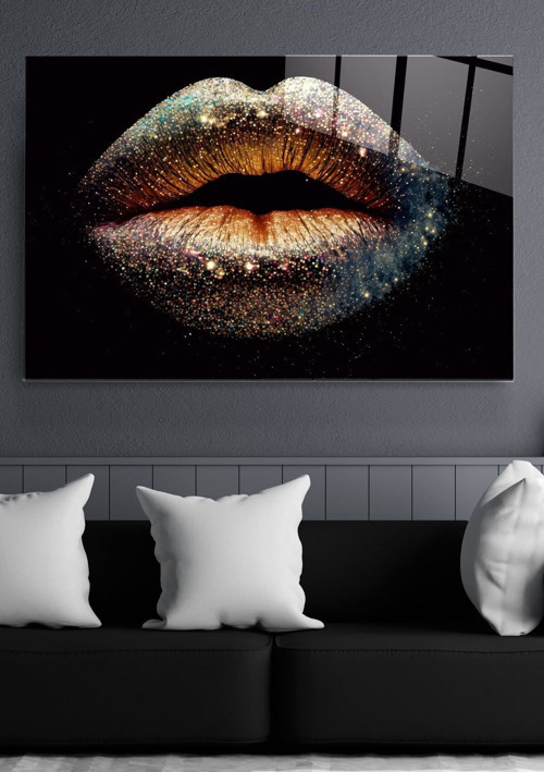 Silvery Lip Cam Tablo Dekoratif Cam Tablo