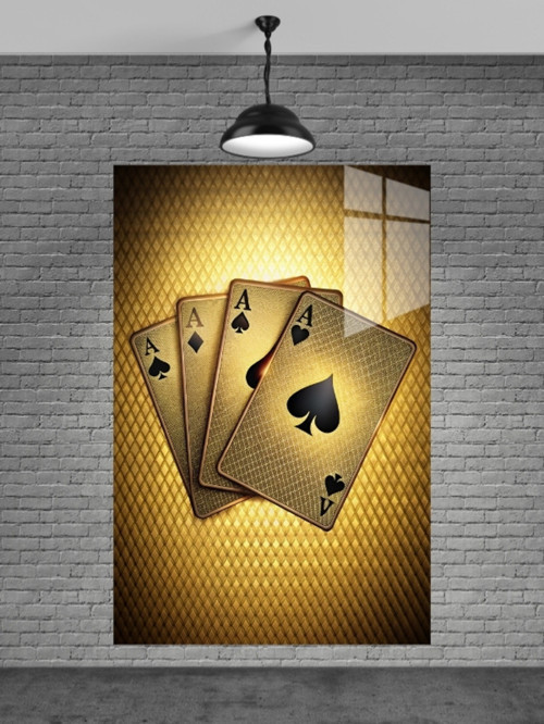 Poker Kartları Cam Tablo Ev Dekorasyon Balkon Dekorasyonu Dekoratif Duvar Tablo Mutfak Tablo