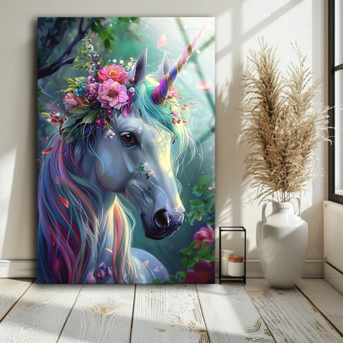 Unicorn Cam Tablo Yüksek Kalite Çocuk Odası Duvar Dekoru Ev Ve Ofis Duvar Tablo Asılmaya Hazır