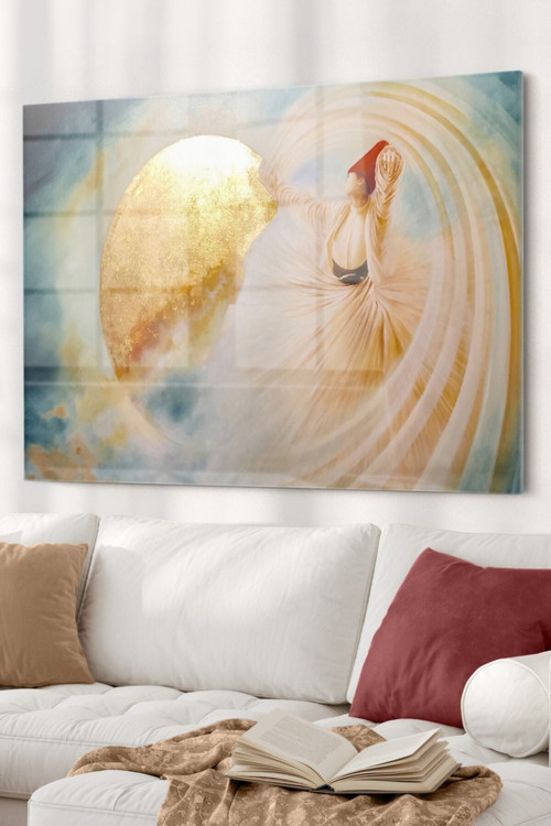 Semazen Ve Gökyüzü | Dini Temalı Cam Tablo | 50X70 Cm