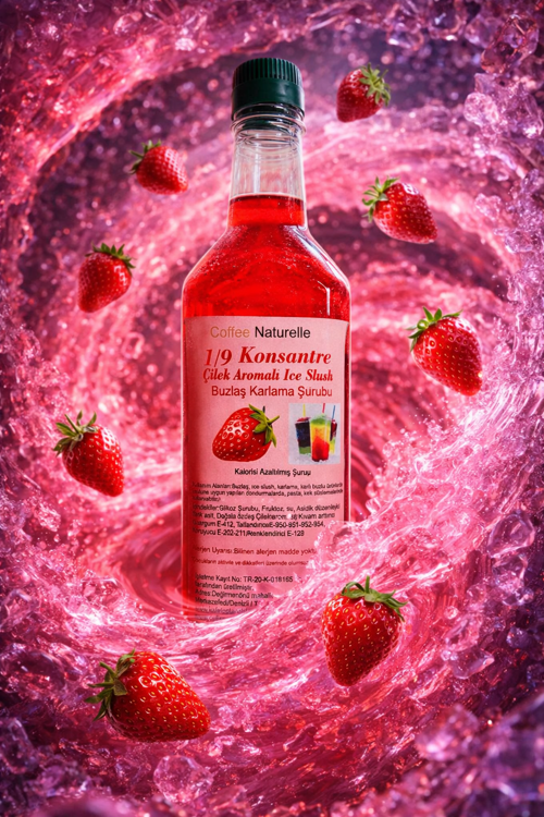 Çilek Aromalı buzlaş Şurubu 1 lt 1e 9 konsatre