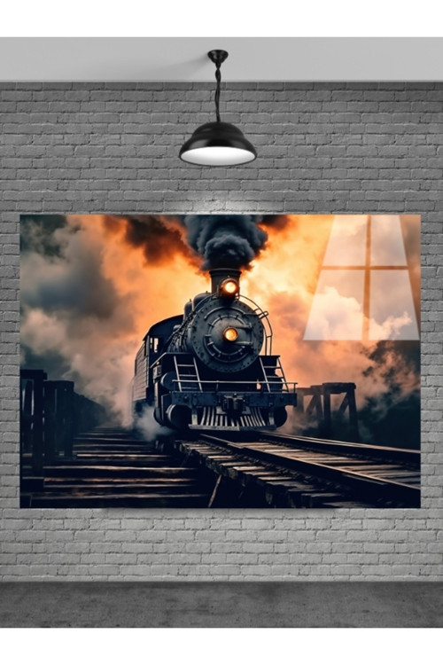 3D Kara Tren Cam Tablo