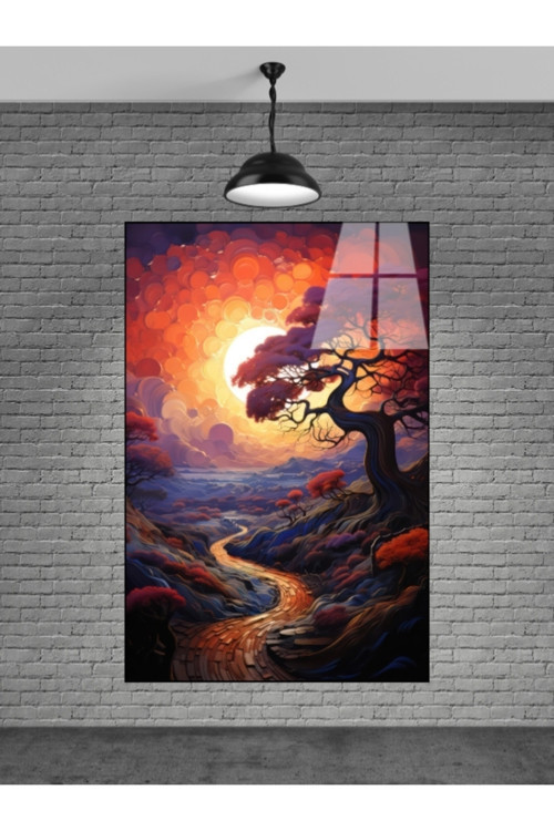 Yaz Manzarası Cam Tablo Ev Dekorasyon Balkon Dekorasyonu Dekoratif Duvar Tablo Mutfak Tablo