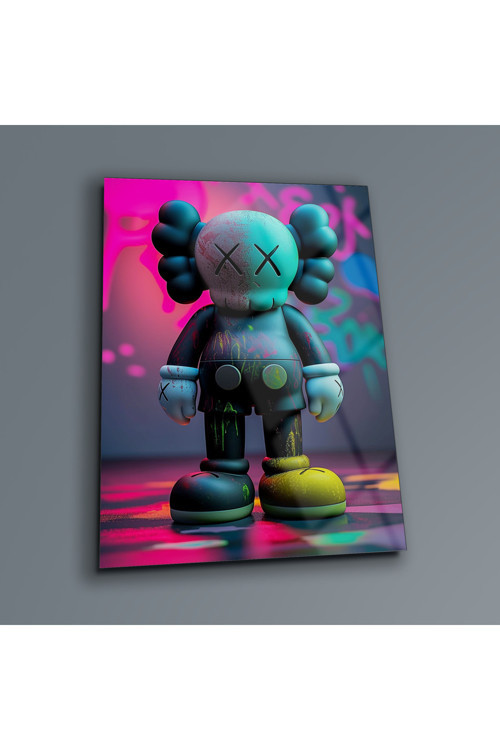 Kaws Cam Tablo Kusursuz Renkler Üst Düzey Kalite Temperli Cam Üzerine Baskı