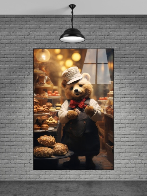 Pastaneci Tatlı Ayı Cam Tablosu