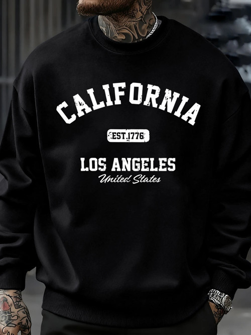 Kaliforniya Los Angeles Baskılı Sweatshirt Erkek Sokak Modası Spor Tişörtü Sonbahar Büyük Bed
